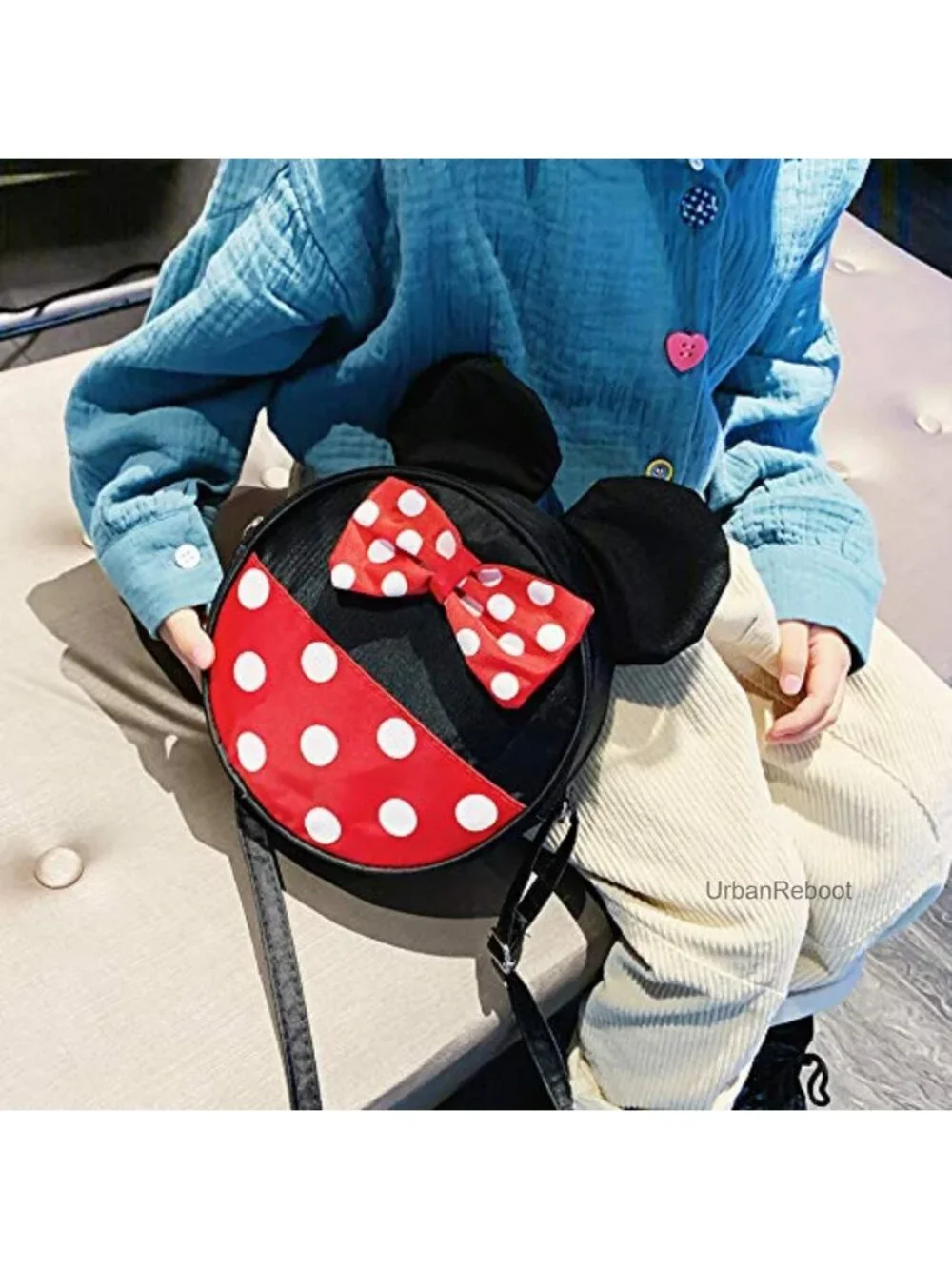 Girls Canvas Crossbody Purse Mouse Ears Adjustable Strap Mini Bag